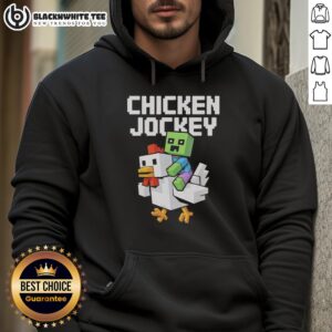 Funny pixel art hoodie featuring an awesome chicken jockey design, perfect for game lovers and friends' gifts.