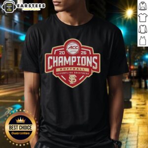2026 Florida State Seminoles ACC Softball Tournament Champions T-Shirt featuring bold team graphics and vibrant colors.