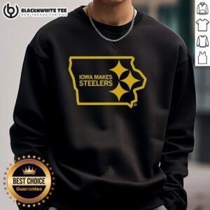 Nice Iowa Steelers state outline logo sweatshirt in stylish design, perfect for fans and casual wear.