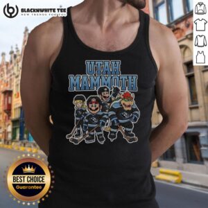 Awesome Utah Mammoth Super Mario team ice hockey tank top featuring vibrant graphics and a sporty design for fans.