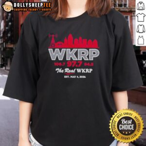 Official The Real WKRP Inaugural 2026 Skyline Ladies Tee featuring a stylish design and vibrant colors.