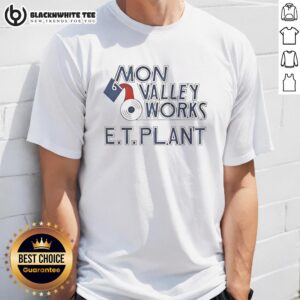 Alt Text: Pretty Mon Valley Works E.T. Plant molten metal pour graphic T-shirt showcasing industrial design and artistry.