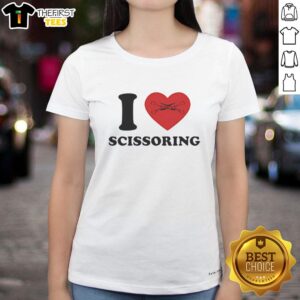 Vintage ladies tee featuring 'I Love Scissoring' design, perfect for stylish and fun casual wear.