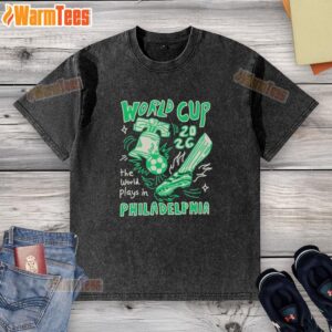 Alt Text: Good World Cup Philadelphia washed t-shirt featuring vibrant design for soccer fans celebrating the World Cup.