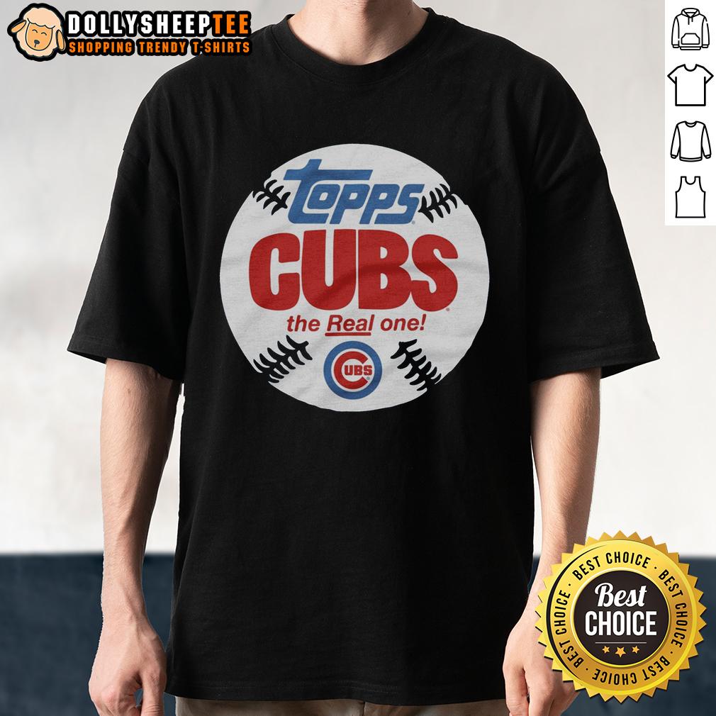 Premium Chicago Cubs Mlb X Topps Baseball The Real One T Shirt Alt Text: Premium Chicago Cubs MLB x Topps Baseball The Real One T-Shirt featuring vibrant team colors and logo design.