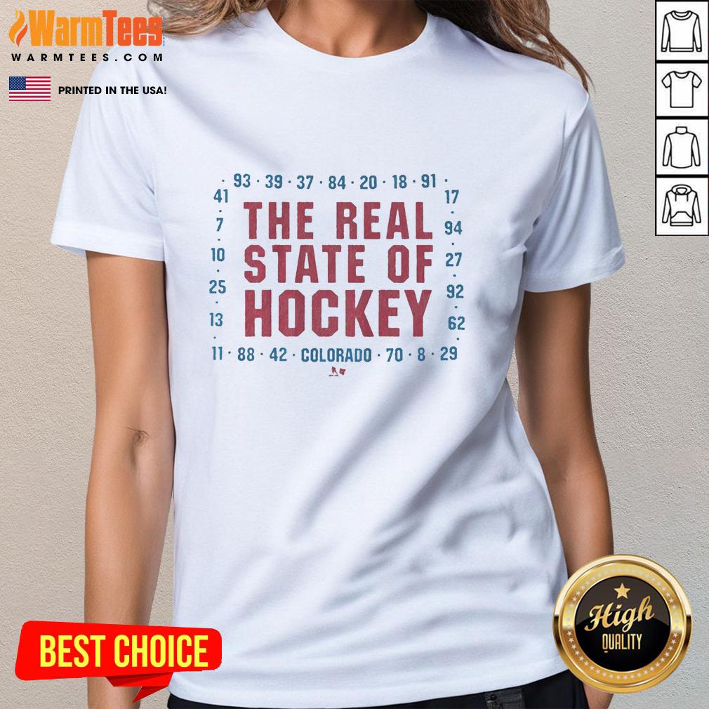 premium-colorado-the-real-state-of-hockey-ladies-tee Premium Colorado The Real State of Hockey Ladies Tee showcasing a stylish design perfect for hockey fans.