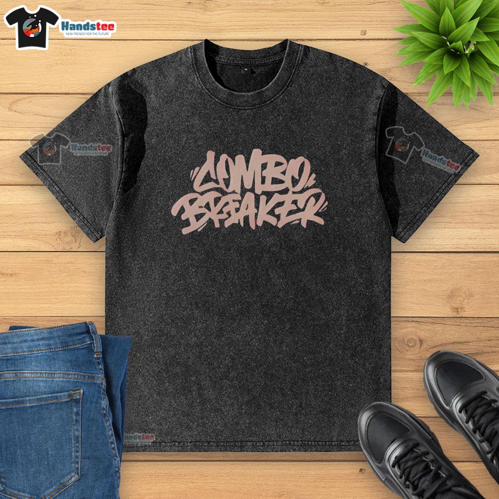 premium-combo-breaker-logo-washed-t-shirt Premium Combo Breaker logo on a washed t-shirt, featuring a stylish design for casual wear enthusiasts.
