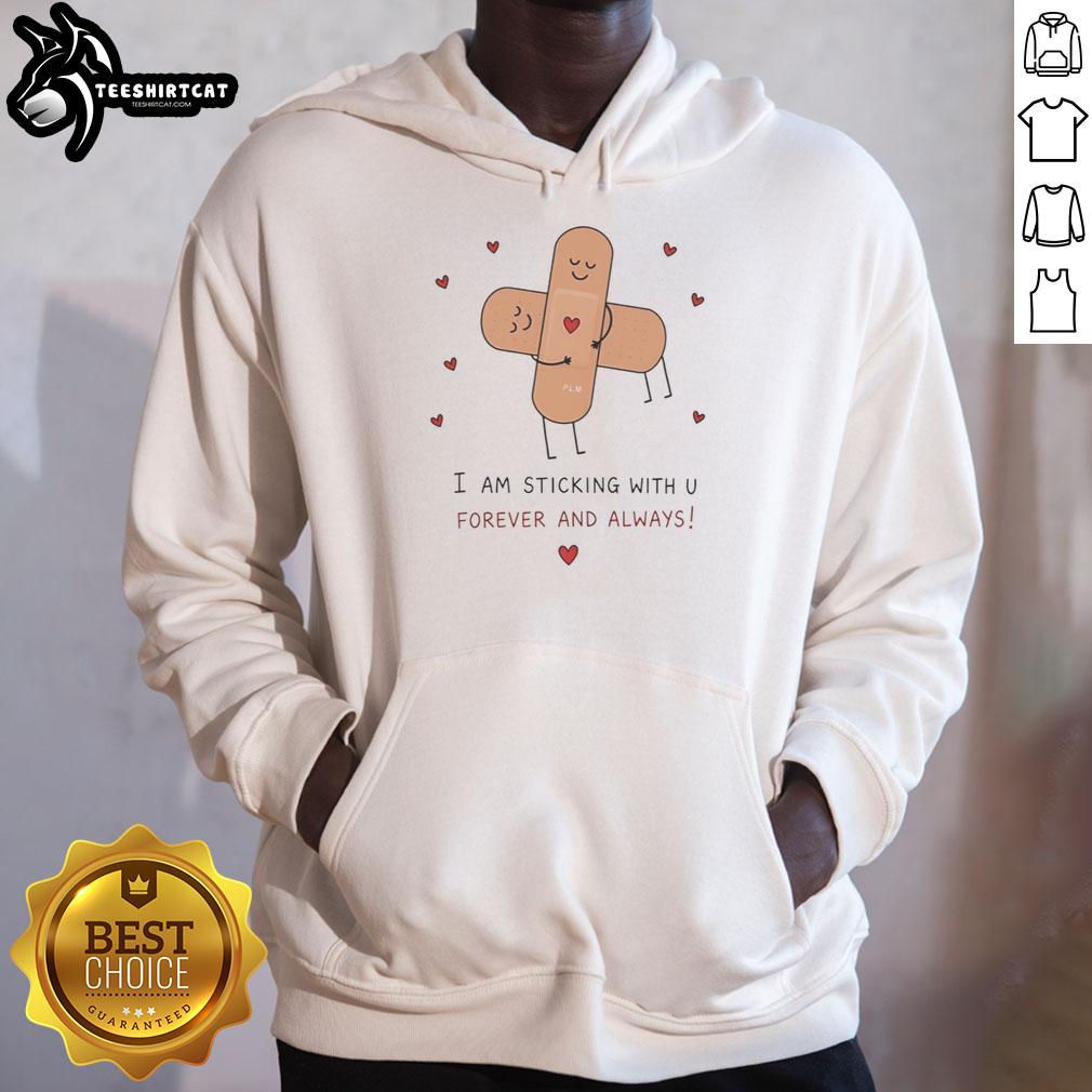 premium-cute-bandages-hug-i-am-sticking-with-u-forever-and-always-hoodie Premium Cute Bandages hoodie featuring 'Hug I Am Sticking With U Forever and Always' design for cozy, stylish comfort.