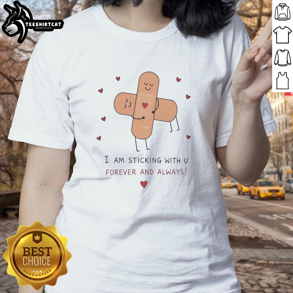 premium-cute-bandages-hug-i-am-sticking-with-u-forever-and-always-ladies-tee Premium Cute Bandages tee featuring 'Hug I Am Sticking With U Forever And Always' design for ladies.