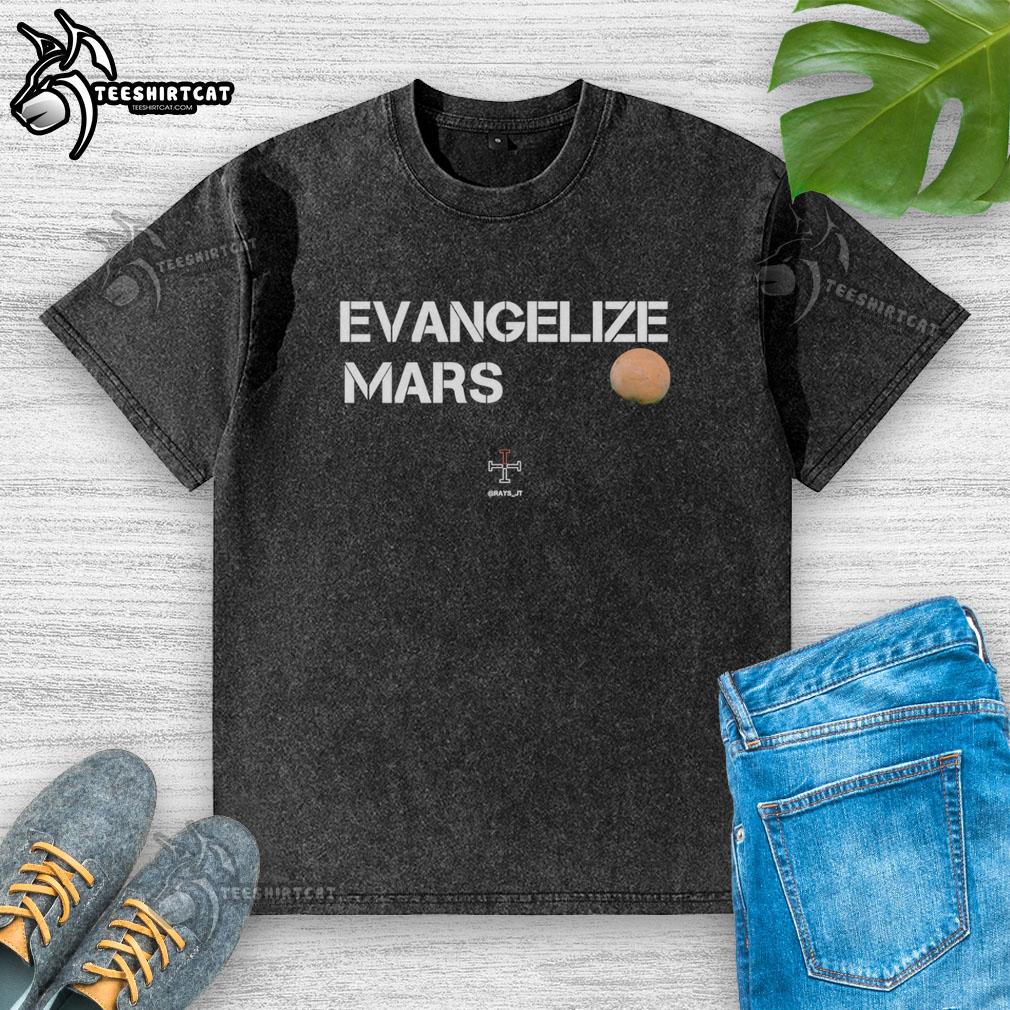 premium-evangelize-mars-logo-washed-t-shirt Premium Evangelize Mars logo washed t-shirt in soft fabric, perfect for casual wear and space enthusiasts.