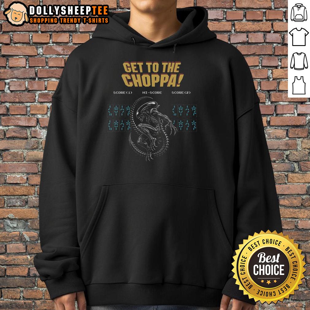 Premium Get To The Choppa Alien Hoodie Premium Get To The Choppa Alien Hoodie featuring a bold alien graphic and cozy design for fans of sci-fi apparel.
