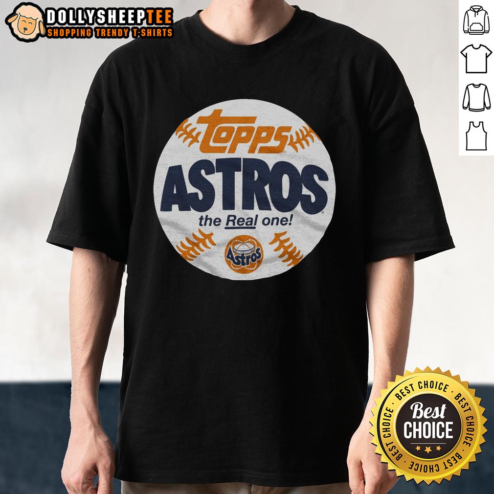 Premium Houston Astros Mlb X Topps Baseball The Real One T Shirt Alt Text: Premium Houston Astros MLB x Topps Baseball The Real One T-Shirt featuring vibrant team graphics and comfortable fit.