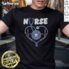 Alt Text: Houston Astros Nurse T-Shirt featuring a stethoscope shaped heart, perfect for baseball fans and healthcare professionals.
