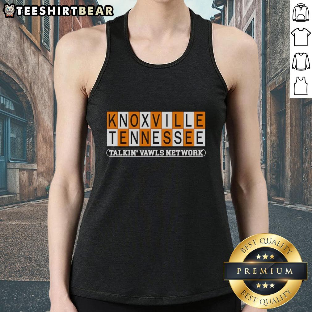 premium-knoxville-tennessee-talkin-vawls-network-checkerboard-tennessee-volunteers-tank-top Premium Knoxville Tennessee Talkin' Vawls Network tank top featuring a stylish checkerboard design for Tennessee Volunteers fans.