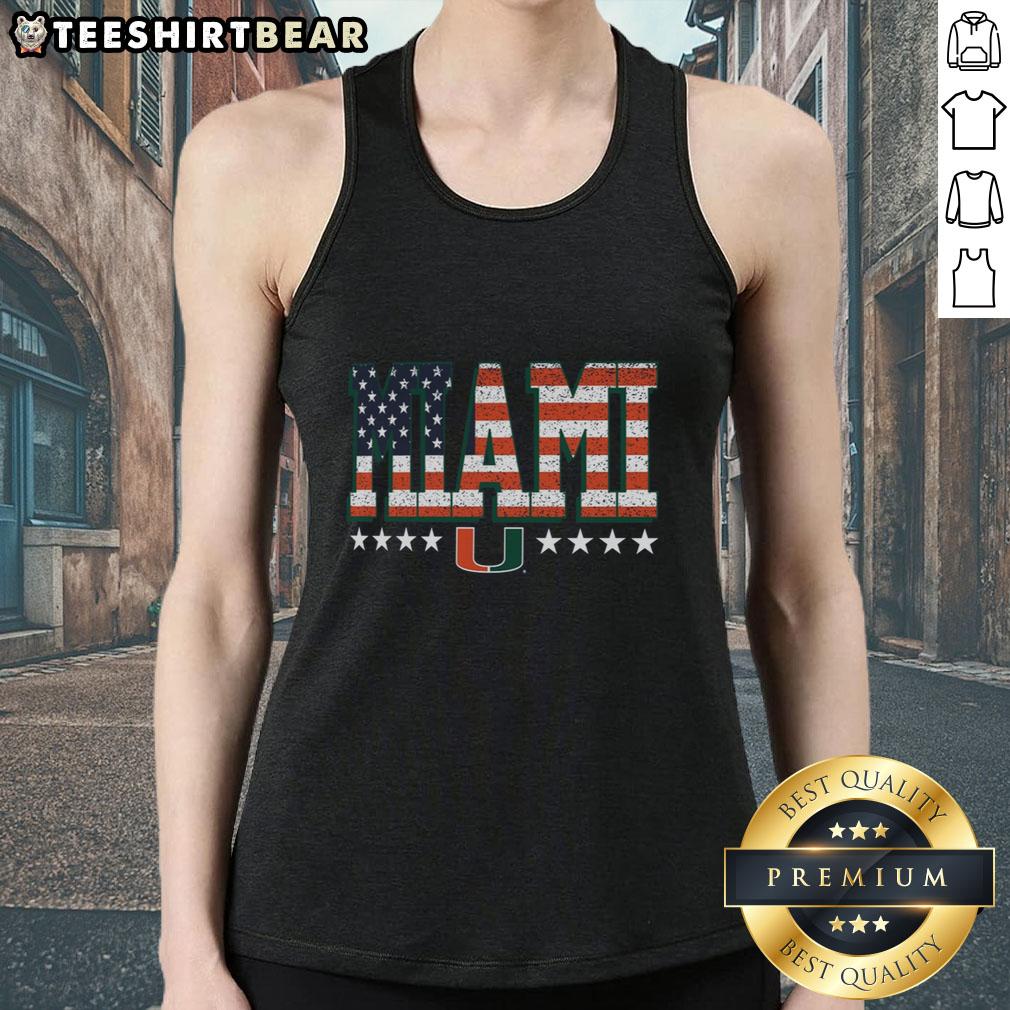 premium-miami-hurricanes-tall-type-flag-tank-top Premium Miami Hurricanes tall type flag tank top featuring vibrant team colors and logo, perfect for game day wear.