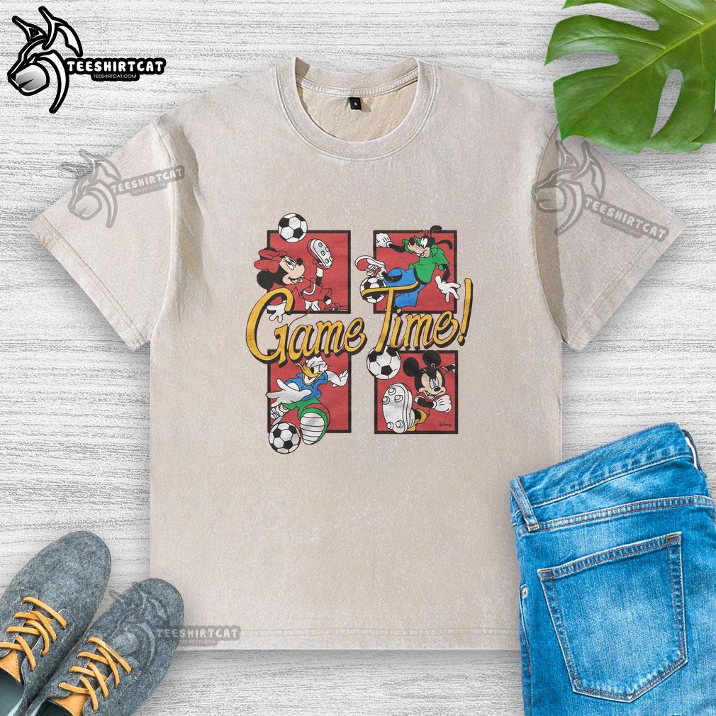 premium-mickey-and-friends-game-time-washed-t-shirt Premium Mickey and Friends Game Time washed t-shirt featuring vibrant graphics of Mickey Mouse and friends in a relaxed fit.