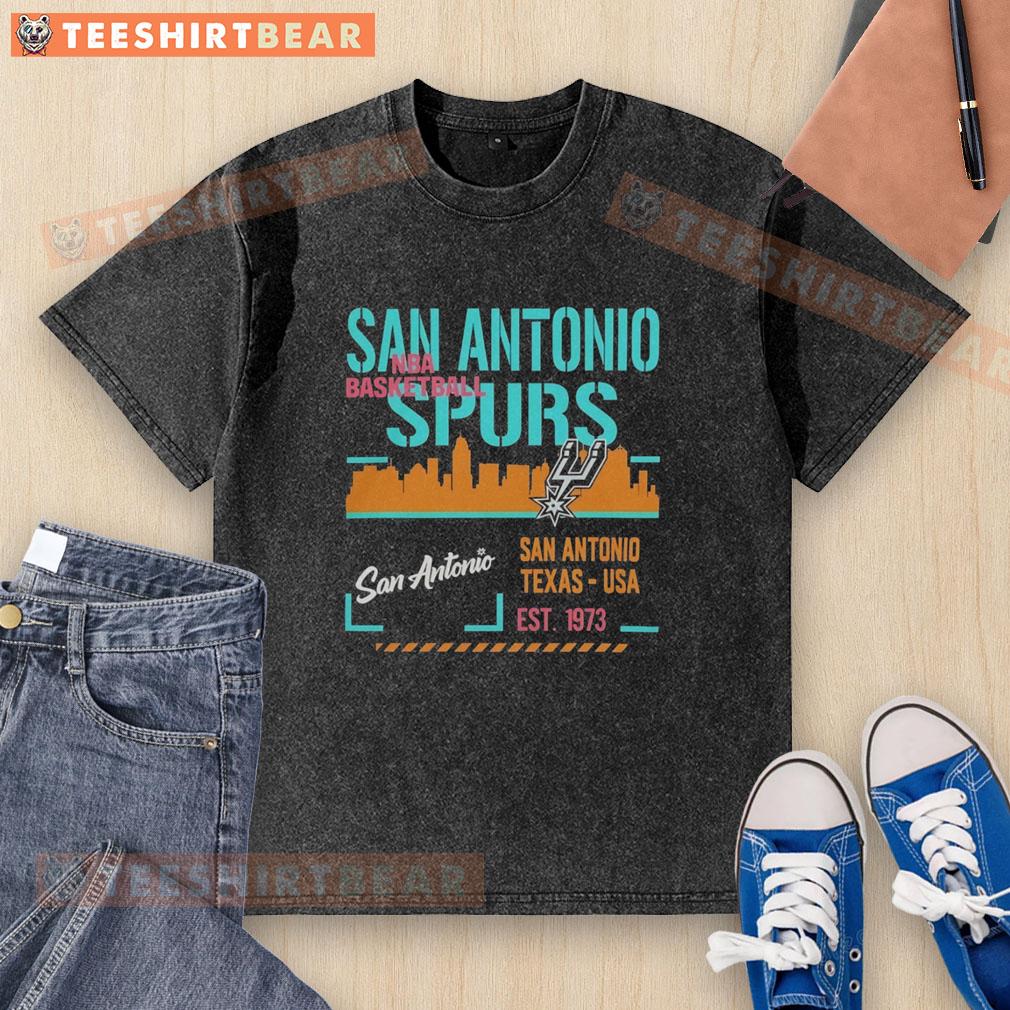 premium-san-antonio-spurs-basketball-san-antonio-texas-usa-est-1973-washed-t-shirt Premium San Antonio Spurs basketball washed t-shirt, showcasing team colors and logo, perfect for fans in San Antonio, Texas.