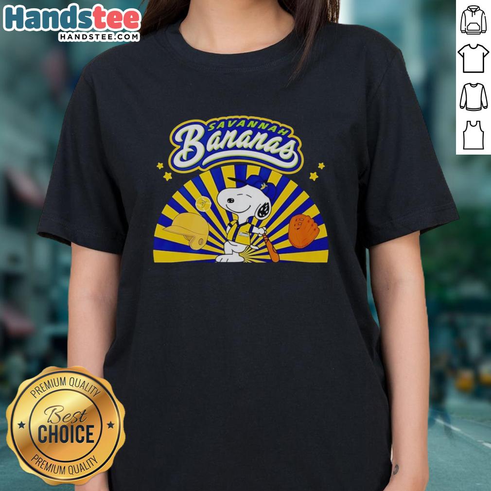 premium-snoopy-savannah-bananas-baseball-dog-batting-stance-ladies-tee Alt Text: Premium Snoopy Savannah Bananas baseball dog in batting stance on a ladies tee, perfect for baseball fans.