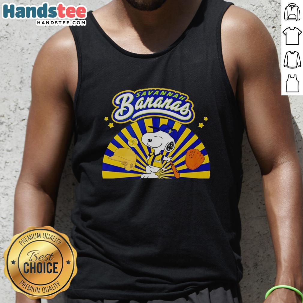 premium-snoopy-savannah-bananas-baseball-dog-batting-stance-tank-top Alt Text: Premium Snoopy Savannah Bananas baseball dog in batting stance wearing a stylish tank top for summer fun.