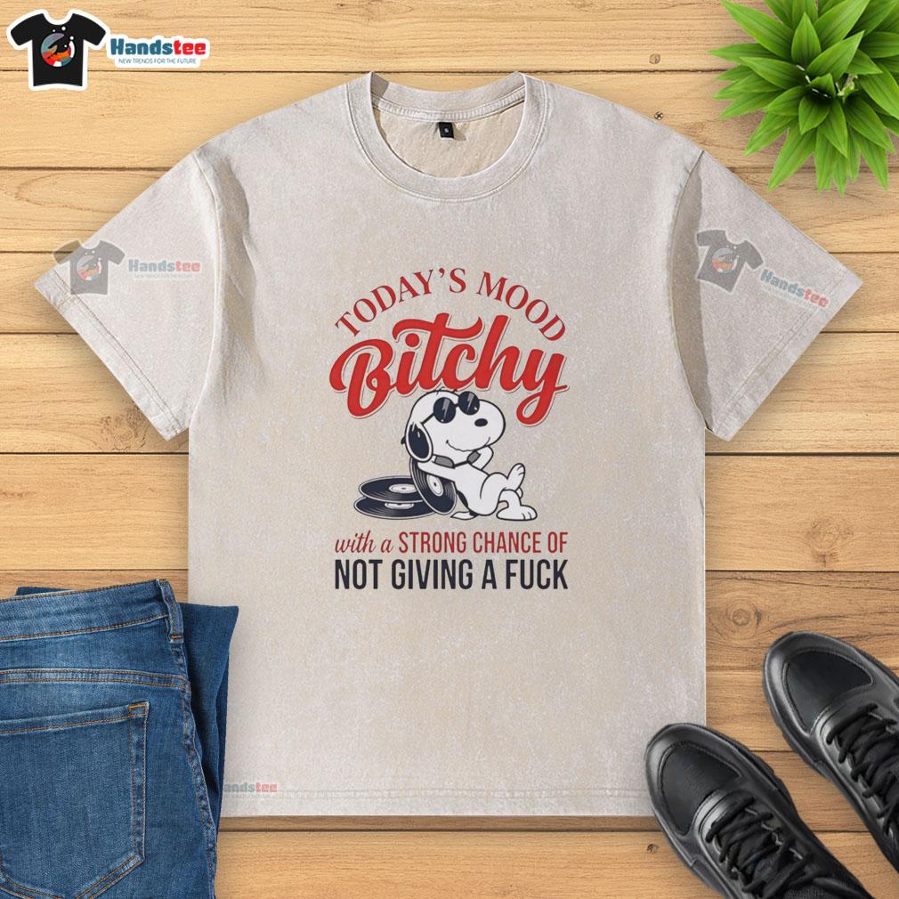 premium-snoopy-todays-mood-bitchy-with-a-strong-chance-of-not-giving-a-fuck-washed-t-shirt Alt Text: Premium Snoopy Today's Mood: Bitchy with a Strong Chance of Not Giving a F*ck washed t-shirt design featuring Snoopy.