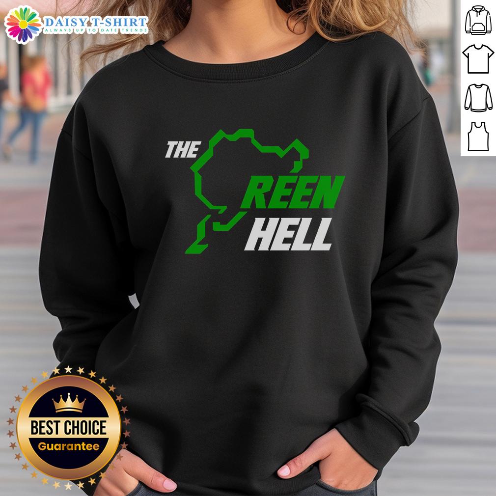 Premium The Green Hell Ain'T Easy Being Sweatshirt Alt Text: Premium 'The Green Hell' sweatshirt showcasing a stylish design, perfect for fans of the game and casual wear.