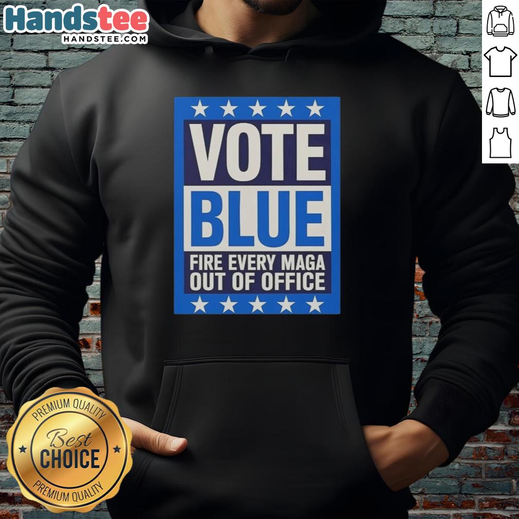 premium-vote-blue-fire-every-maga-out-of-office-hoodie Alt Text: Premium blue hoodie with Fire Every MAGA Out of Office slogan, perfect for political statements and casual wear.