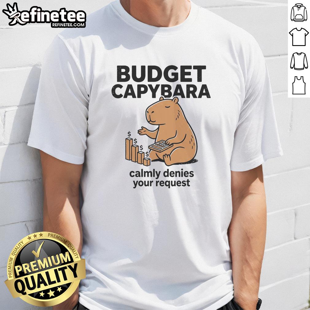 pretty-budget-capybara-calmly-denies-your-request-t-shirt-1 Pretty budget capybara calmly denies your request t-shirt design featuring a cute capybara in a relaxed pose.