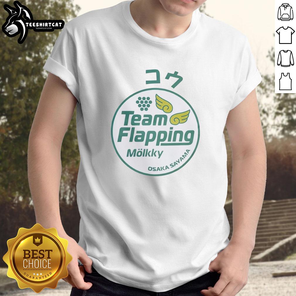pretty-kou-team-flapping-molkky-osaka-sayama-wings-game-winged-pins-t-shirt-1 Alt Text: Pretty Kou Team flapping Molkky Osaka Sayama wings game t-shirt featuring colorful winged pins design.