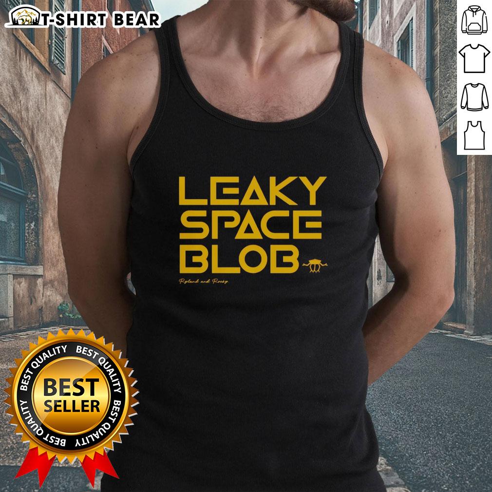 Pretty Leaky Space Blob Mary Ryland And Rocky Tank Top Pretty leaky space blob by Mary Ryland wearing a Rocky tank top, showcasing vibrant colors and playful design.