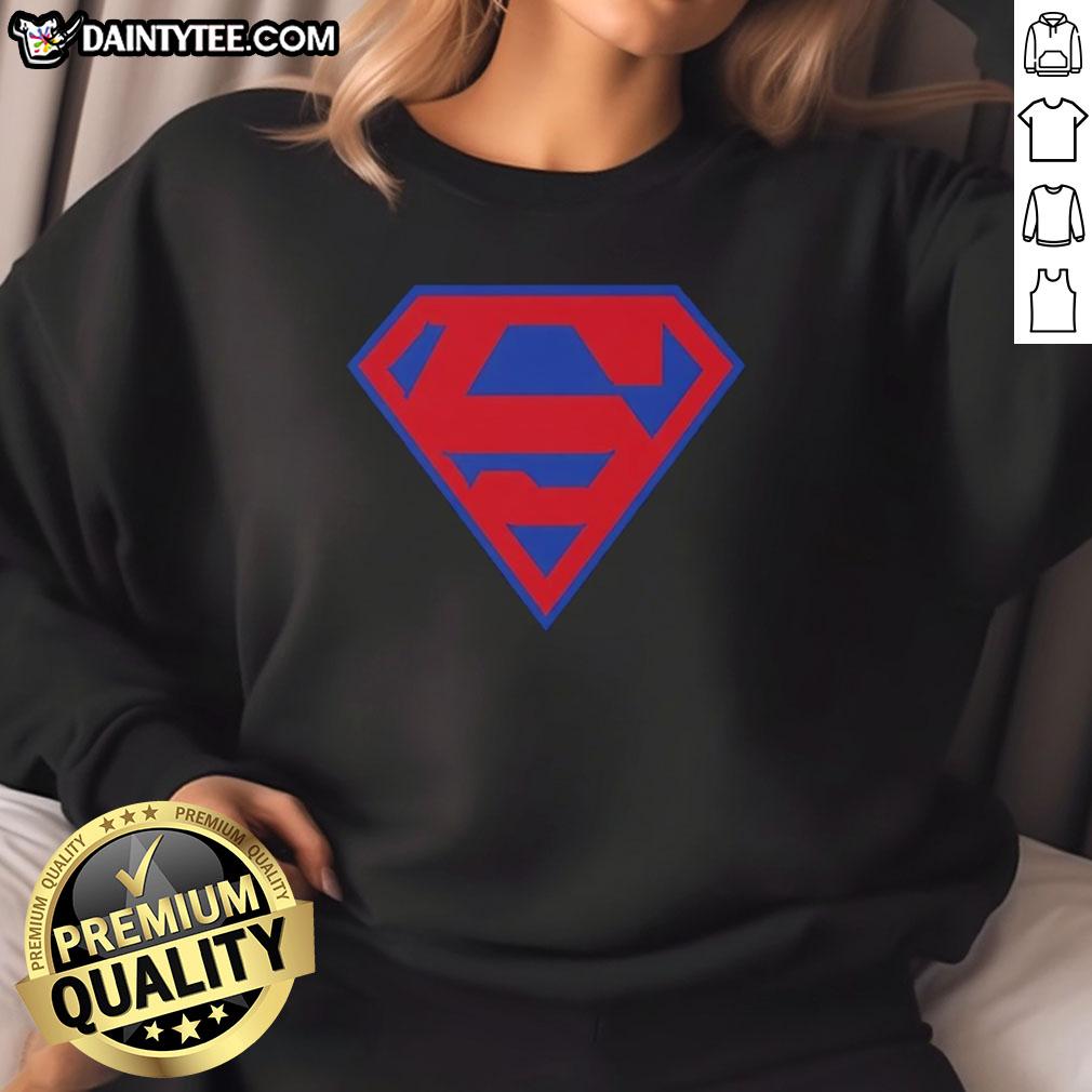 pretty-m-jackson-superman-superhero-dc-universe-logo-sweatshirt Pretty M Jackson Superman superhero DC Universe logo sweatshirt in vibrant colors, perfect for comic fans.
