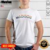 Pretty Madison Rainbow Design Vintage T-Shirt featuring a colorful rainbow graphic on a stylish retro tee.