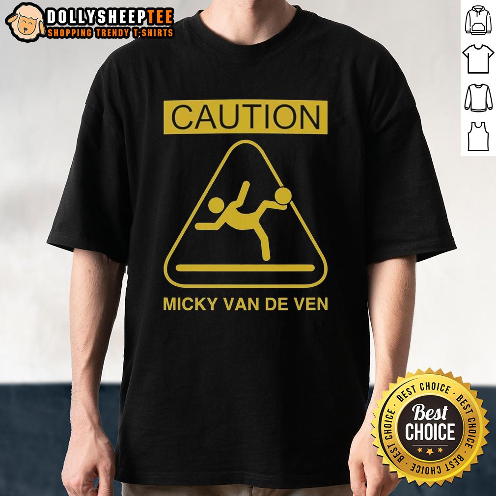 Pretty Micky Van De Ven Tottenham Hotspur Caution Slide Kick T Shirt Pretty Micky Van De Ven Tottenham Hotspur t-shirt featuring a caution slide kick design for fans and collectors.