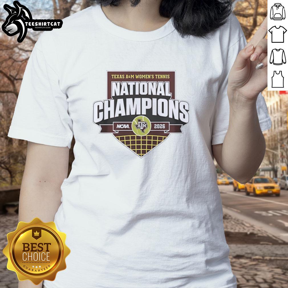 pretty-ncaa-texas-am-aggies-womens-tennis-national-champions-2026-ladies-tee Pretty NCAA Texas A&M Aggies Women's Tennis National Champions 2026 Ladies Tee featuring team colors and logo.