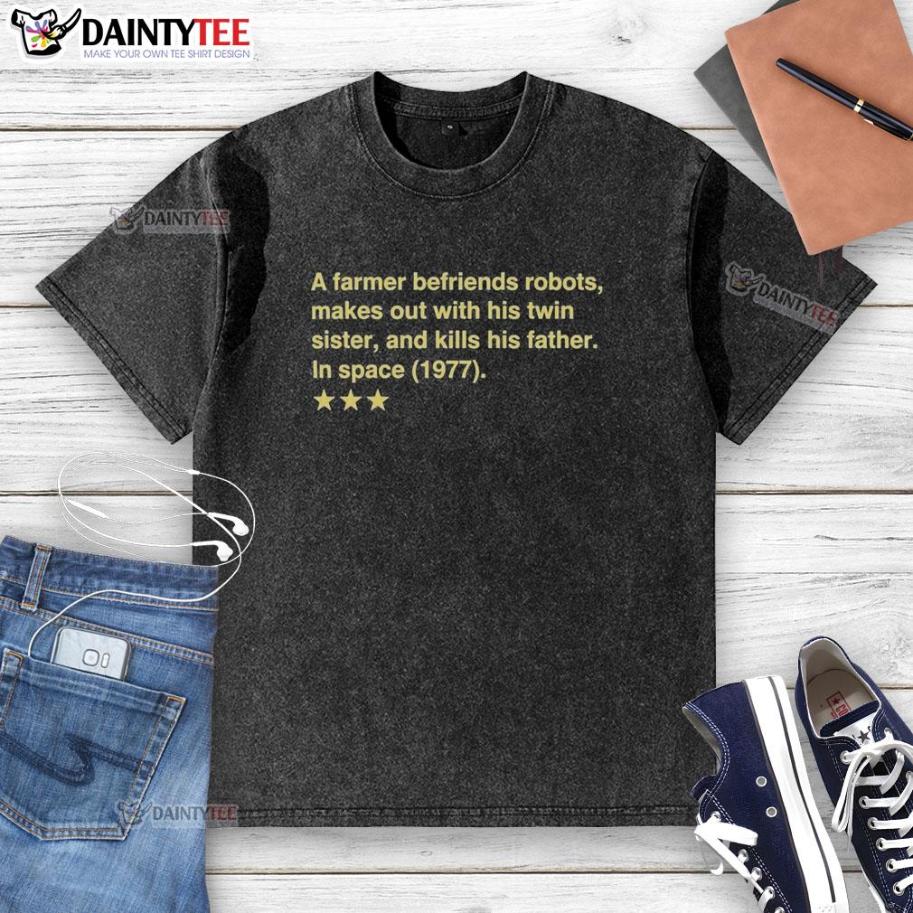 pretty-poorly-rated-star-wars-movie-review-washed-t-shirt Washed t-shirt featuring a graphic from a poorly rated Star Wars movie review, showcasing unique fan art.