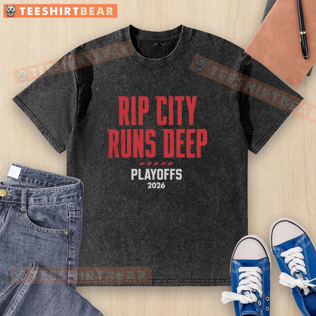 pretty-portland-trail-blazers-rip-city-runs-deep-playoffs-2026-washed-t-shirt 2026 Portland Trail Blazers Rip City Runs Deep playoffs washed t-shirt, featuring vibrant team colors and iconic logo.