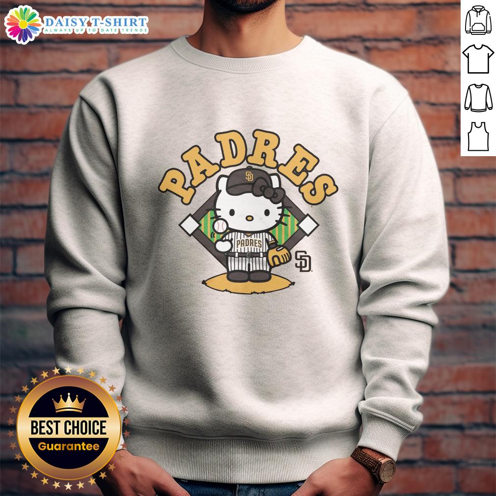 Pretty San Diego Padres Hello Kitty Sweatshirt San Diego Padres Hello Kitty sweatshirt featuring a cute design, perfect for fans and collectors of unique sports apparel.