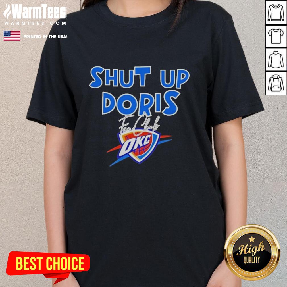 pretty-shut-up-doris-fan-club-oklahoma-city-thunder-basketball-logo-2026-ladies-tee Pretty Shut Up Doris Fan Club Oklahoma City Thunder Basketball Logo 2026 Ladies Tee featuring vibrant team colors.