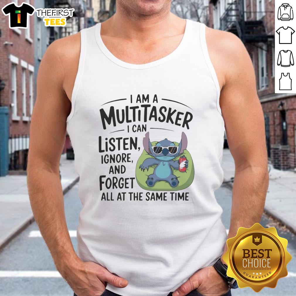 Alt Text: Multitasker tank top featuring 'I Can Listen, Ignore, and Forget' slogan from Pretty Stitch collection.
