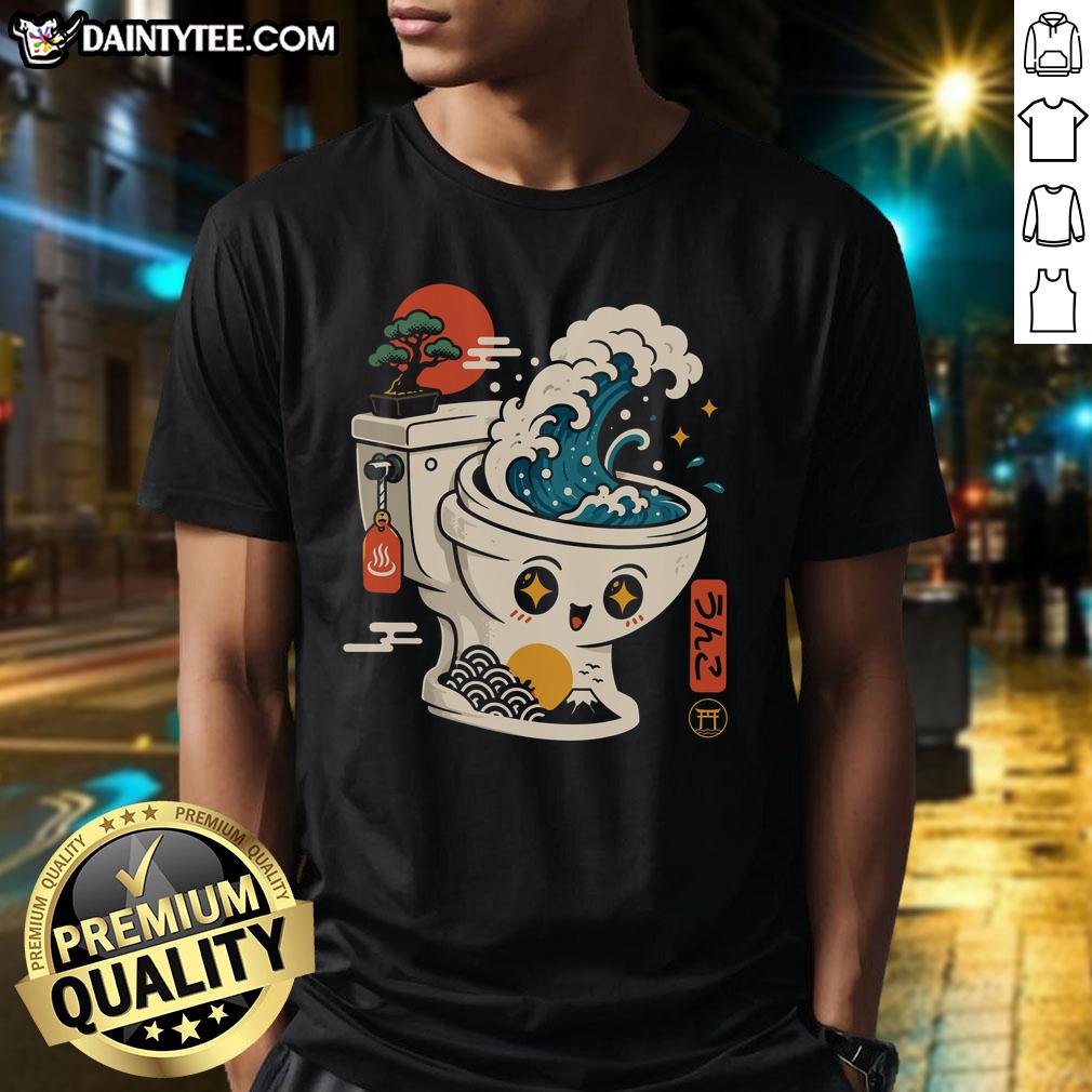 pretty-the-great-flush-wave-funny-toilet-spoof-t-shirt Funny toilet spoof T-shirt featuring 'Pretty The Great Flush Wave' design, perfect for humor lovers and casual wear.