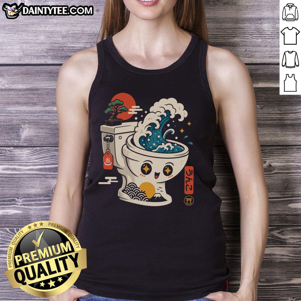 pretty-the-great-flush-wave-funny-toilet-spoof-tank-top Funny toilet spoof tank top featuring 'Pretty The Great Flush Wave' design, perfect for humor and casual wear.