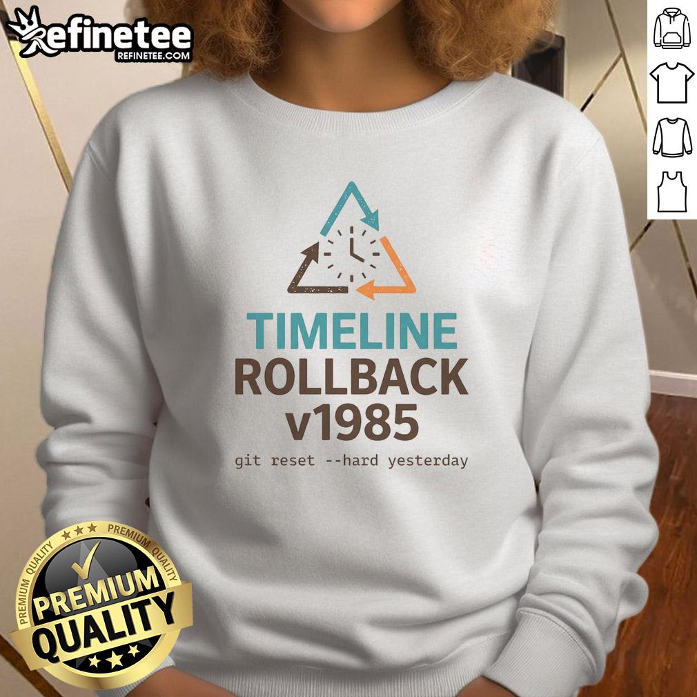 pretty-timeline-rollback-v1985-sweatshirt Pretty Timeline Rollback V1985 sweatshirt featuring a stylish design, perfect for casual wear and retro enthusiasts.