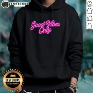 Alt Text: Purple neon hoodie with Good Vibes Only text, perfect for casual wear and expressing positivity.