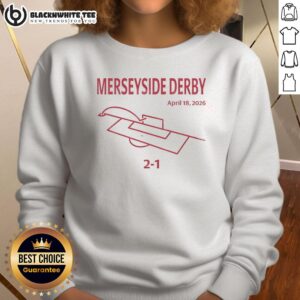 Nice Merseyside Derby on April 18, 2026 sweatshirt featuring team colors and logo, perfect for fans celebrating the match.