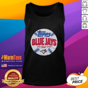 Alt Text: Original Powder Blue Toronto Blue Jays MLB x Topps baseball tank top featuring a classic design for fans.