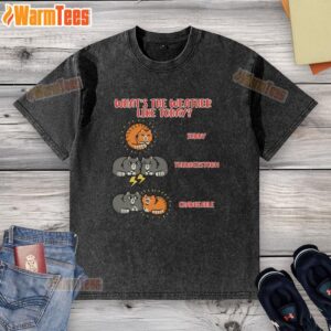Good What's The Weather Like Today Meoweather washed t-shirt featuring a playful cat design perfect for casual wear.