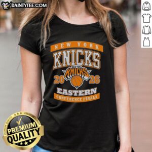 Vintage ladies tee featuring the New York Knicks logo, celebrating their 2026 Eastern Conference Finals appearance.