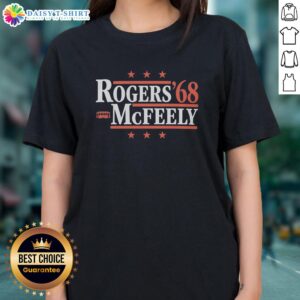 Vintage ladies tee featuring Official Fred McFeely Rogers 68 small bus design, perfect for fans of nostalgia and classic TV.