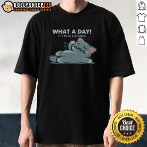 Funny 'What A Day It's Been' 5 Minutes T-Shirt featuring humorous text design, perfect for casual wear.