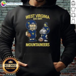 Official Charlie Brown and Snoopy X West Virginia Mountaineers NCAA Football hoodie, established 1891, stylish and cozy.