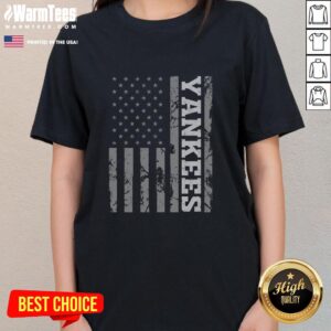 Good Yankee American Flag Ladies Tee featuring a stylish design with the American flag, perfect for patriotic women.